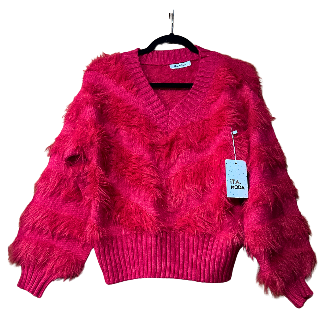 Sueter peluche suave rojo unitalla El closet de Camila