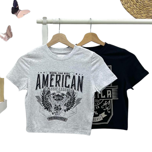 Camiseta corta estampado americano