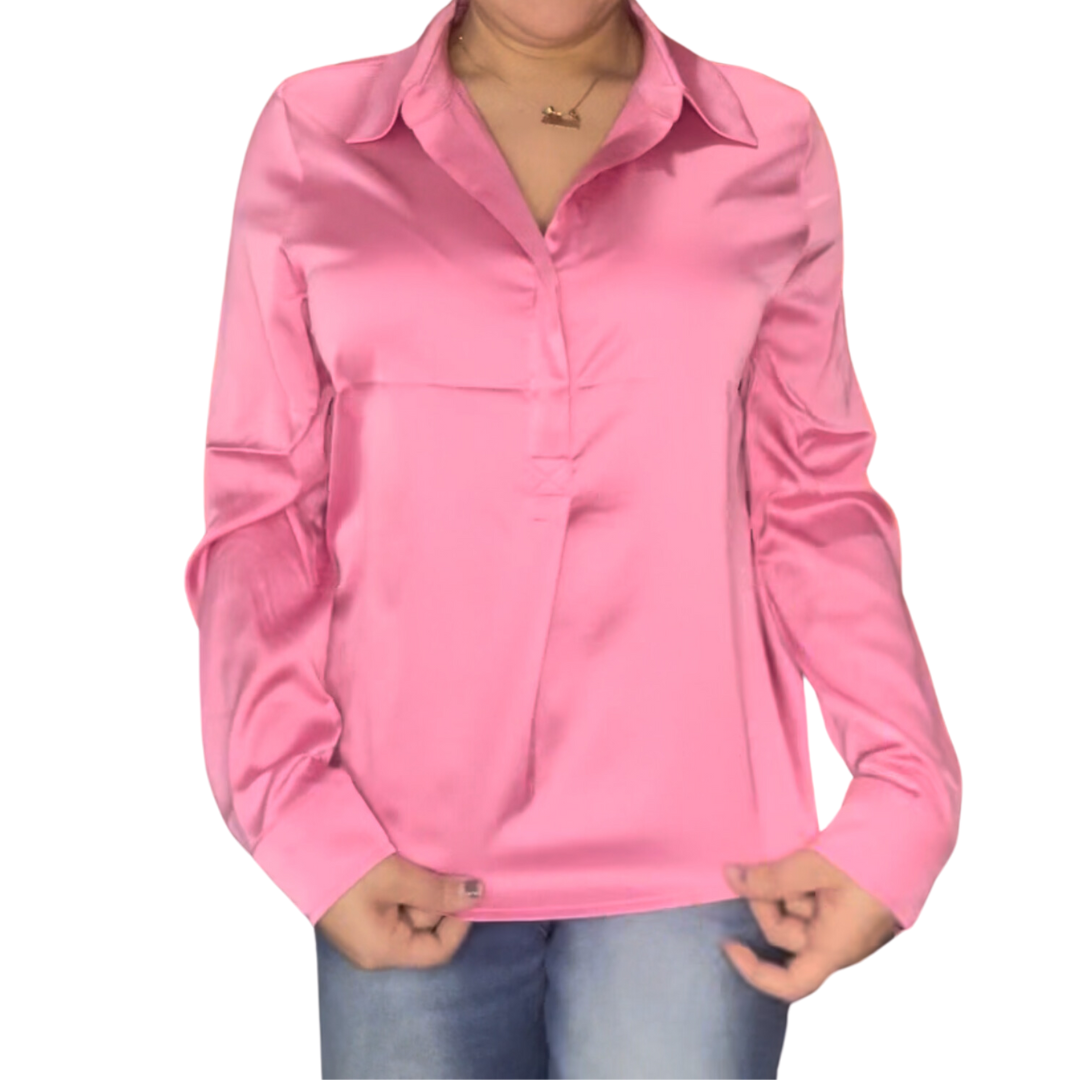 Blusa satinada tipo camisa