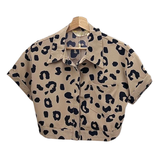 Camisa corta print leopardo